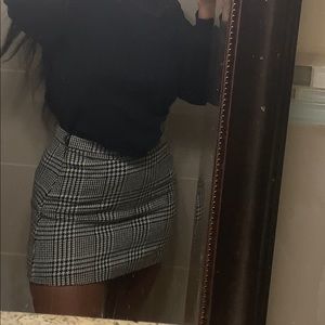 Black and white plaid mini skirt.